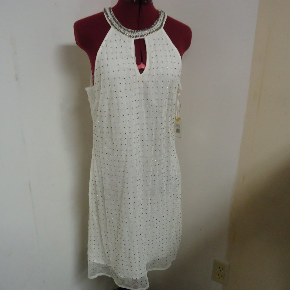 Dex Medium White Sequin Cocktail/Prom Dress